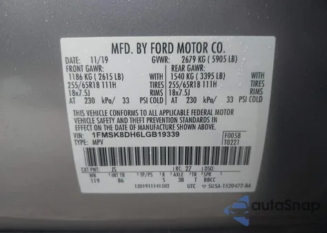 2020 Ford Explorer Xlt from USA, damaged, VIN 1FMSK8DH6LGB19339